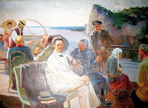 Называется это скульптурная композиция «Чехов на Амуре». По задумке хабаровского автора Владимира Бабурова, писатель перед Амуром снял шляпу, припустил трость и глядит в даль. Фото Андрея Скорыны (ныне покойного)