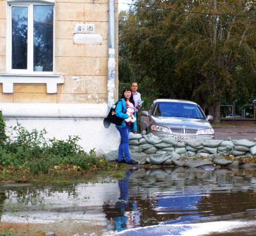 Комсомольск во время наводнения.