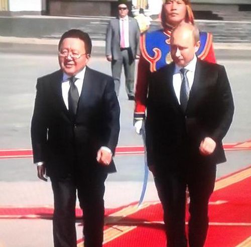 Цахиагийн Элбэгдоржа и Владимир Путин. Улан-Батор (Монголия)