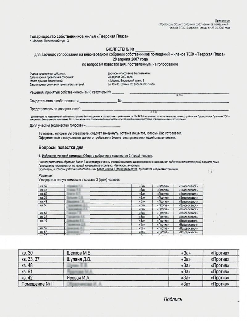 В бюллетенях для голосования собственников «Тверская Плаза» 2006–2007 гг. неизменно присутствует фамилия депутата.