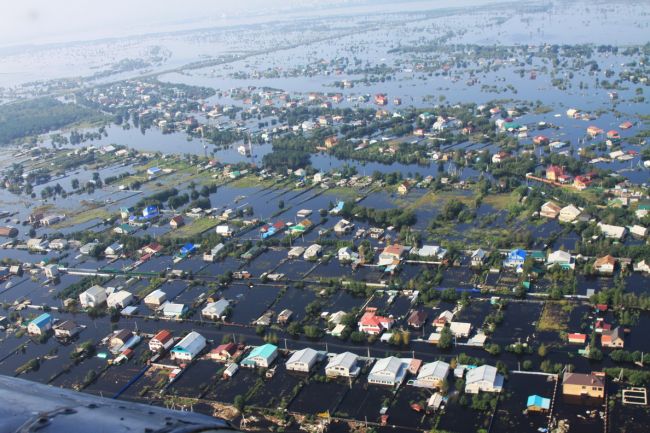 Подтопление села Владимировка в результате паводка в Амурской области. Август, 2013 г.