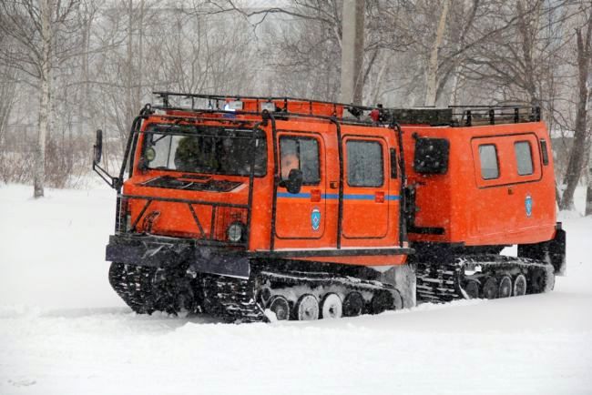 Двухзвенный снегоболотоход «Лось» на Сахалине