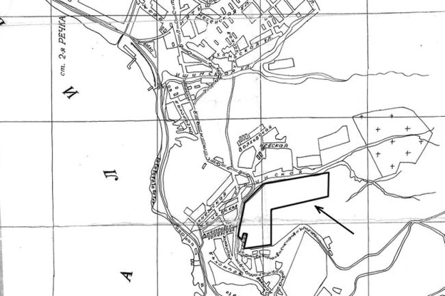 Часть карты Владивостока 1939 г. Черным выделена пересылка. Из архива В. М. Маркова