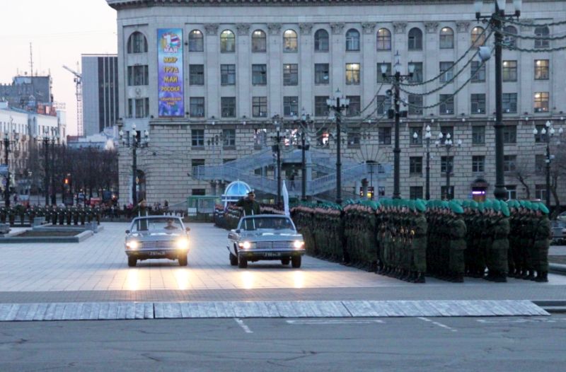 Ночная репетиция парада в Хабаровске