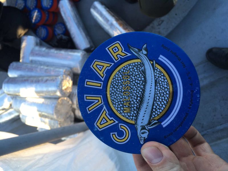 Икра была упакована в такие фирменные коробки