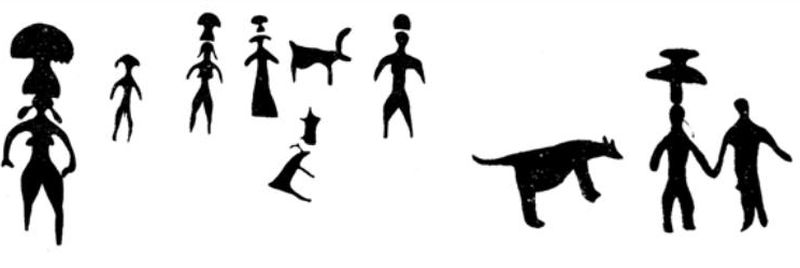 Загадочные «люди-мухоморы» - композиции на «Камне III» и «Камне I» (эстампаж).