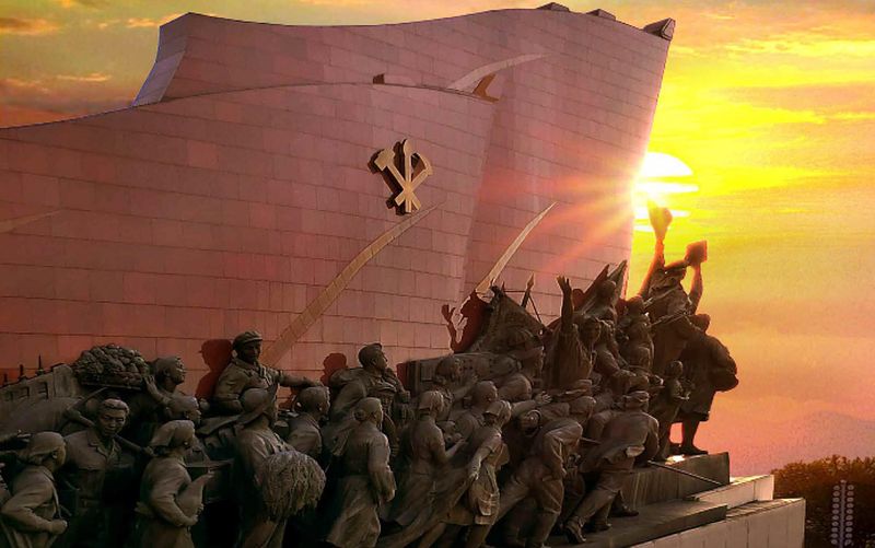 Скульптурная группа показывает незыблемую волю
корейского народа – идти к лучезарному будущему
под руководством Трудовой партии Кореи.