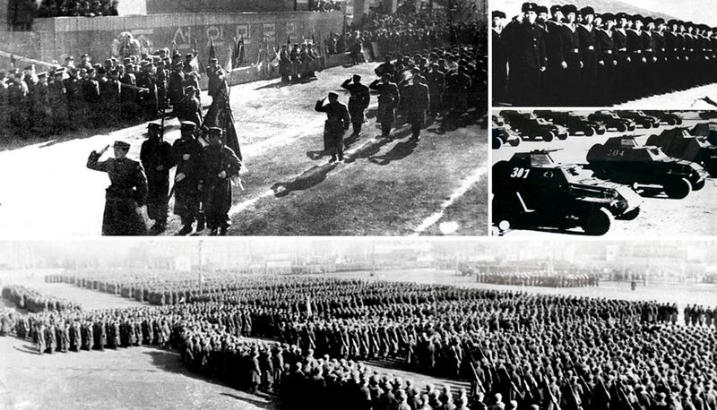 Военный парад, посвященный основанию КНА. Февраль 37 г. чучхе (1948).