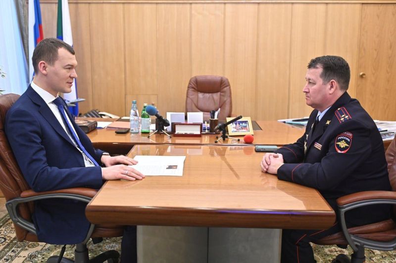 Михаил Дегтярев провел рабочую встречу с новым начальником УМВД России по Хабаровскому краю