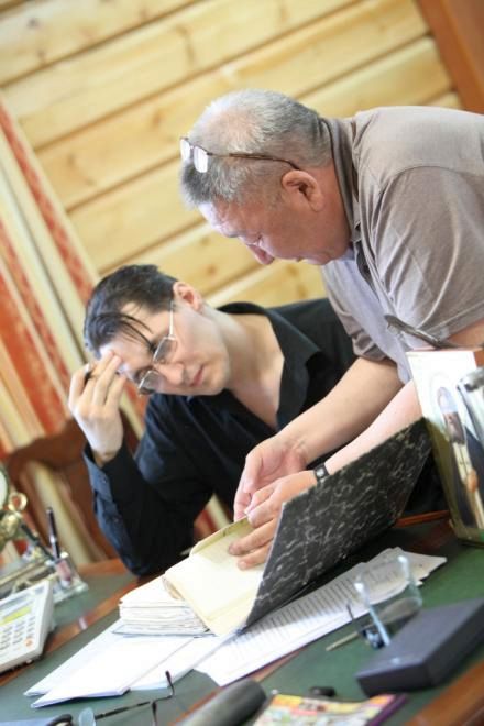 Е. Борисов и журналист В. Обедин