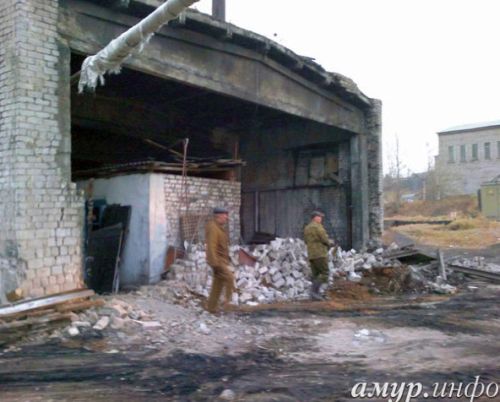 Фото разрушенной котельной в г. Сковородино